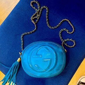 Gucci Soho Mini Nubuck Crossbody Bag Teal Blue